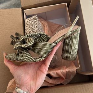 Loeffler Randall camellia knot mule w ankle strap (size 8) NWT